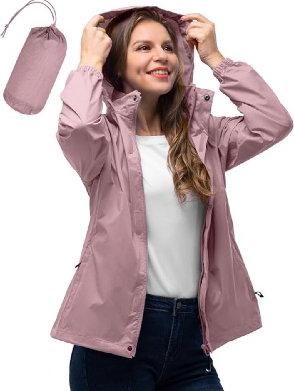 New 33,000ft Women's Waterproof Packable Rain Jacket with Hood